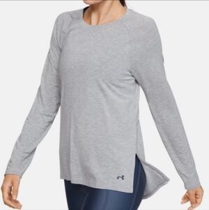 Under Armour UA Loose Open Back Long Sleeve Tee Grey Women's XS Athletic EUC